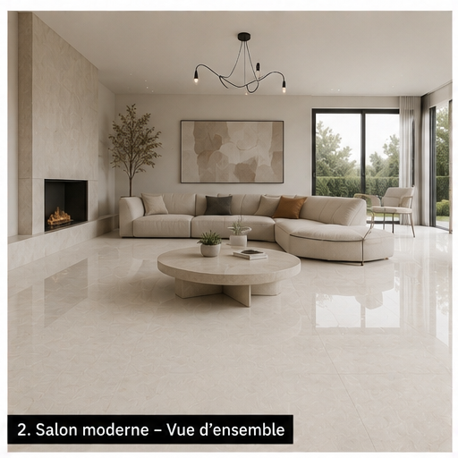 Carrelage P.E. Illusion Perla Pulido 60x120 cm Rectifié