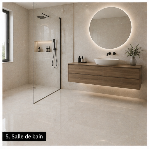 Carrelage P.E. Illusion Perla Pulido 60x120 cm Rectifié