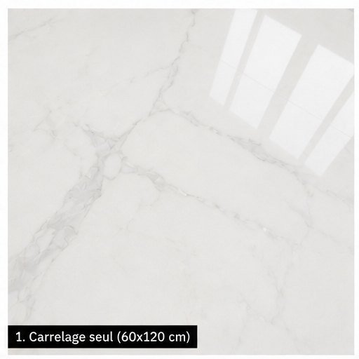 Carrelage P.E. Statuario Pulido 60x120 cm Rectifié — Effet Marbre