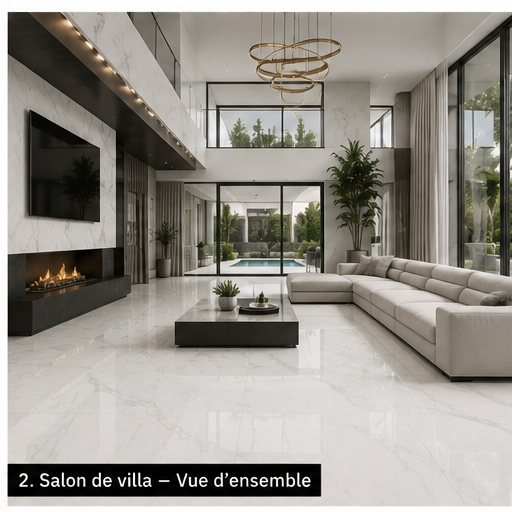 Carrelage P.E. Statuario Pulido 60x120 cm Rectifié — Effet Marbre