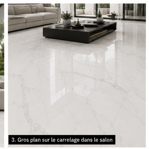 Carrelage P.E. Statuario Pulido 60x120 cm Rectifié — Effet Marbre
