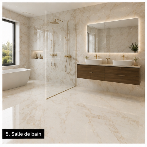Carrelage P.E. Calacatta Pulido 60x120 cm Rectifié — Effet Marbre