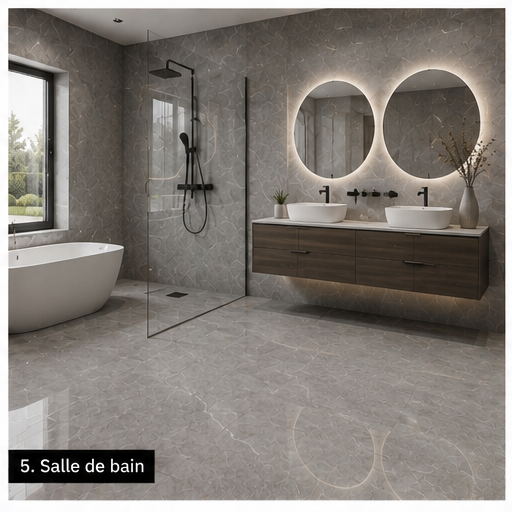 Carrelage P.E. Pulpis Grey Pulido 60x120 cm Rectifié — Effet Marbre